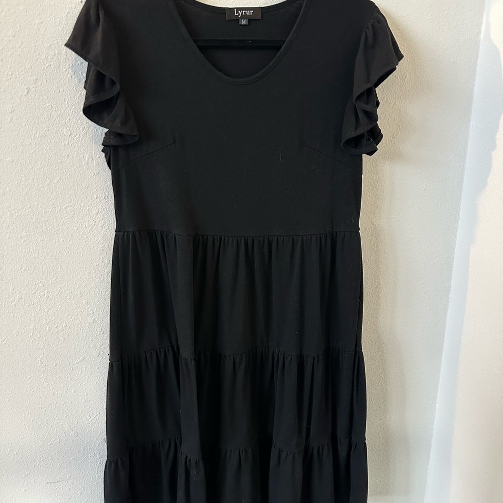 Black Ruffle Sleeve Dress